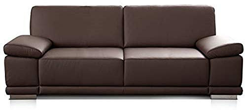 CAVADORE 3-Sitzer Sofa Corianne in Kunstleder / Sofa Lederoptik in hochwertigem Kunstleder und modernem Design / Mit verstellbaren Armlehnen / 217 x 80 x 99 / Kunstleder braun