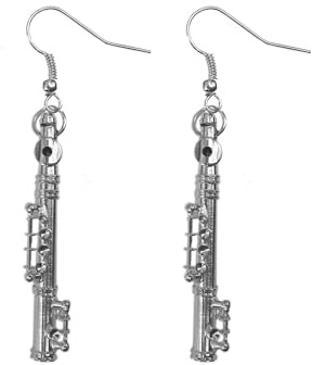 Miniblings Querflöten Flöten Schatulle Ohrringe 4cm silber versilbert | Ohrschmuck, sorgfältig in Berlin gefertigt, mit Instrument