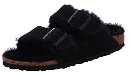Birkenstock Classic Arizona Lammfell 752663, Pantoletten, Schwarz (Schwarz 49), 43 EU (9 UK)
