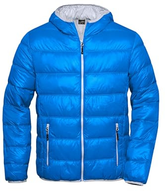 James & Nicholson Herren Daunenjacke ultraleicht - Trendige Daunenjacke für die Übergangszeit | Farbe: blue/silver | Grösse: XL