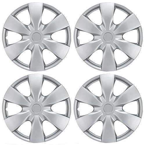 BDK Hubcaps OEM Style Replica Wheel Cover - 15 Silver Durable ABS Easy Installation (Full 4 Piece Set)