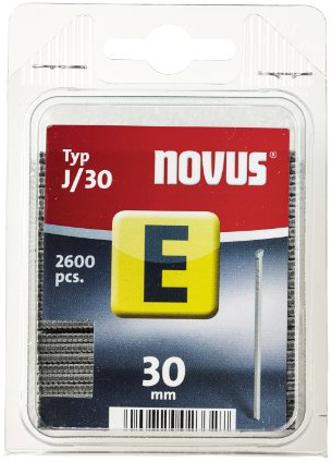 Novus Nägel Typ J, 30 mm Länge, 2600 Stück, verzinkte Tacker-Nägel, Heftmittel zur Befestigung von Zierleisten und Eckleisten, 044-0087