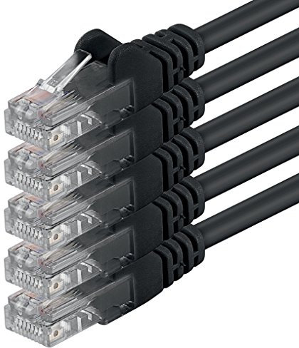 1aTTack.de 5X 10m Câble Réseau Cat6 Cat 6 - RJ45 Ethernet LAN DSL Routeur Modem - Noir