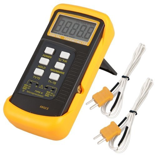 BW Digital Thermometer 2 Way K-Type Sensor Temperature Probe, Dual Two Channel Digital Thermometer 2 K-Type Thermocouple Sensor 1300 °C 2372 °C