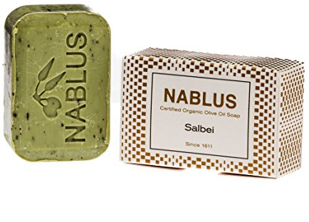 Nablus Soap natürliche Olivenölseife, Sorte: Salbei, handgemacht und palmölfrei, 100g
