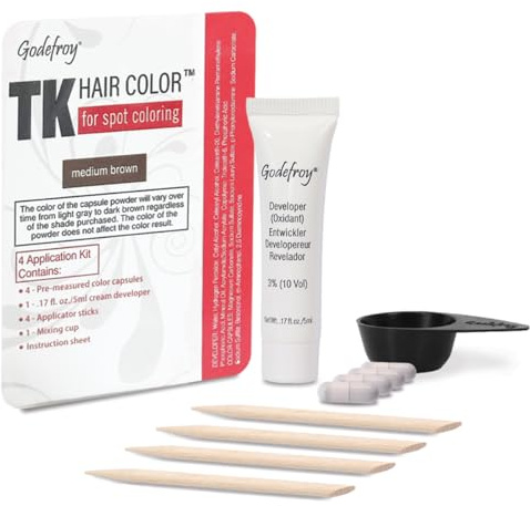 Godefroy Hair Color Kit for Spot Coloring Great For Small Areas Covers Up Gray Hairs Assorted Colors Available 4 Applicaion Kit, Medium Brown, 1 Count