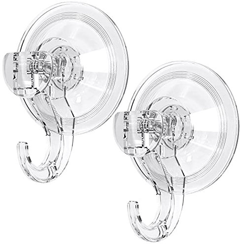 GlobaLink Suction Hooks, Clear Reusable Heavy Duty 3KG Vacuum Suction Cup Hooks, Plastic Suction Hanger Vacuum Seamless Sucker Hook for Bathroom Kitchen Window Bags Coats Xmas Wreath, 2 Pack