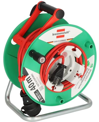 Brennenstuhl Garant G IP44 Gartenkabeltrommel (Kabeltrommel für Rasenmäher mit 38+2m Kabel in rot, Spezialkunststoff, kurzfristiger Einsatz im Außenbereich, Made in Germany)