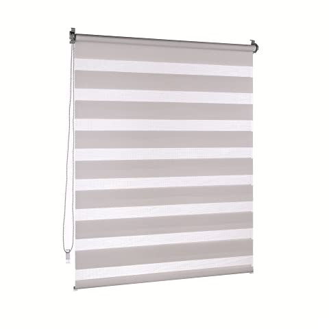 Victoria M. Doppelrollo Klemmfix ohne Bohren, 90 x 150 cm (BxH) Grau, Rollo Fensterrollo lichtdurchlässig & verdunkelnd，Duo-Rollo Klemmmontage Zebrarollo für Fenster & Türen