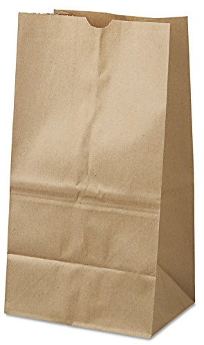 General GK25S500#25 Squat Paper Grocery Bag, 40lb Kraft, Standard 8 1/4 x6 1/8 x15 7/8, 500 bags