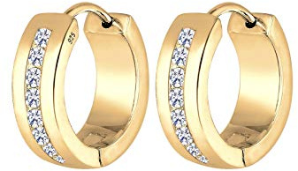 Elli Damen-Creolen 925 Silber Zirkonia gold Brillantschliff