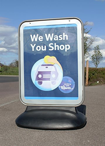 XL Poster Meister mit Trolley - Silber Rahmen, doppelseitige magnetische Plakathalter und schwarzes Wasser - befüllbar Basis (A0) - XL Poster Master With Trolley - Silver frame, double-sided magnetic poster holders and black water - fillable base (A0)