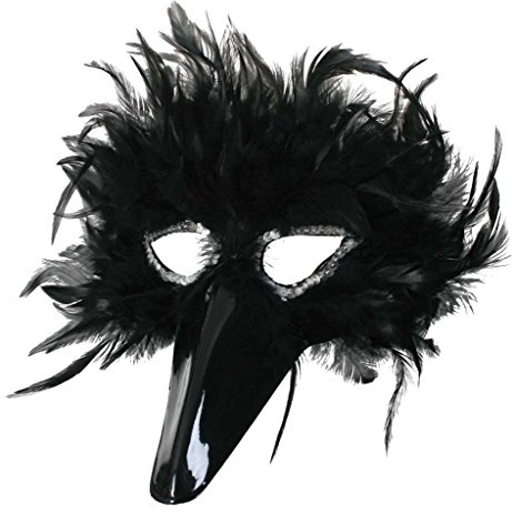 KarnevalsTeufel.de Federdomino schwarz Karneval Fasching Mottoparty Augenmaske Federmaske Vogelmaske Karnevalszubehör Zauberwelt Vogel Gesichtsmaske Maskerade
