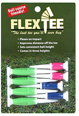 Flex Tee Flexibla Florescerande Grön/Blå/Rosa Plastgolfpeggar, 8-pack blandade storlekar | Praktiskt taget okrossbara färgglada golfpeggar, större avstånd, noggrannhet, mindre motstånd