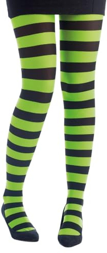 P'tit Clown 74710 - Mallas opacas para mujer, color negro, verde neón, accesorio de fantasía para disfraz de carnaval, Halloween, fiestas de disfraces y eventos temáticos, talla única
