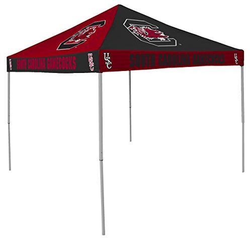Logo Brands NCAA South Carolina Gamecocks Checkerboard Canopy Tailgate Tent - 9' x 9', Vented Roof, Adjustable Height, Wheeled Carrying Bag, Powder Coated Steel