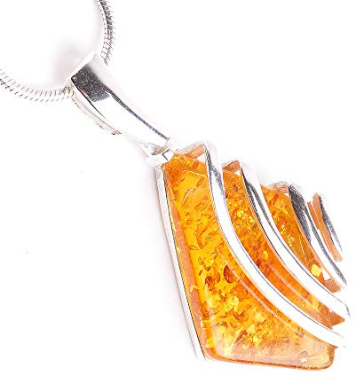 MyBernstein Bernstein Bernstein Anhänger Raute mit Silber Cognac (Bernsteinschmuck 10094)