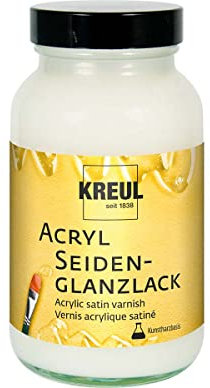KREUL 79408 - Barniz acrílico brillante tarro de cristal de 250 ml Barniz protector transparente a base de resina sintética para objetos pintados completamente secos