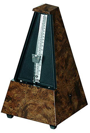 Wittner Metronom Taktell Pyramidenform System Maelzel Designer Serie - Kunststoffgehäuse - Ohne Glocke - Wurzelholz - Mechanisch zum Aufziehen - Keine Batterien erforderlich - Made in Germany
