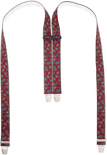 Harrys-Collection Herren Hosenträger mit feinem Paisley Muster in 3 Farben!, Farbe:weinrot