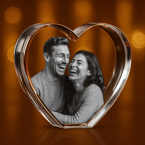 A&B Crystal Collection Personalisiertes holographisches 2D / 3D-Foto, geätzt in den Kristall eingraviert mit Ihrem eigenen Bild (Geburtstag, Hochzeitsgeschenk, Muttertag, Valentinstag, Weihnachten)