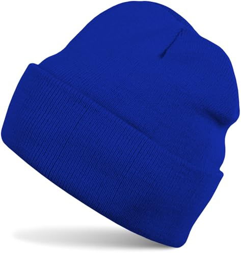 styleBREAKER Unisex Strickmütze Beanie Umschlag Polyacryl, Royalblau