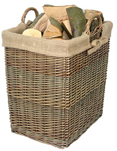 Wicker Rectangular Log Basket with Lining