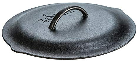 LODGE L10SC3 Cast Iron Cover Lid with Handle and Interior Basting Tips, Black