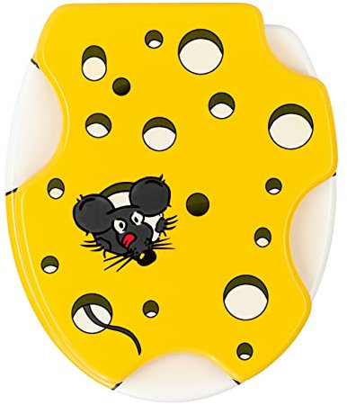 WENKO WC-Sitz Modell Speedy Toilettensitz mit 3D-Motiv rostfreie Hygienebefestigung aus MDF FSC Zertifiziert, 37 x 44,5 cm, Mehrfarbig