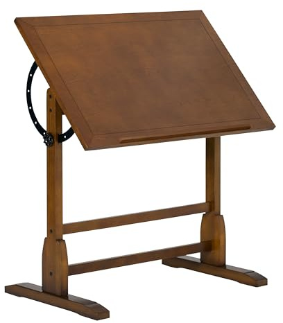Studio Designs Vintage Rustic Oak Drafting Table, Top Adjustable Drafting Table Craft Table Drawing Desk Hobby Table Writing Desk Studio Desk, 36''W x 24''D