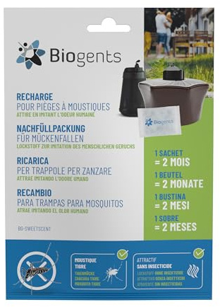 BIOGENTS Recharge 2 Mois |Attractif Piège Extérieur Anti-Moustiques BG-MOSQUITAIRE | Efficace Contre Les Moustiques Tigre BG-SWEETSCENT