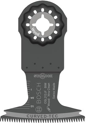 BOSCH OSL212JF 1-Piece 2-1/2 In. Starlock Oscillating Multi Tool Wood Curved-Tec Bi-Metal Xtra-clean Plunge Cut Blade for Applications in Cutting Hardwood