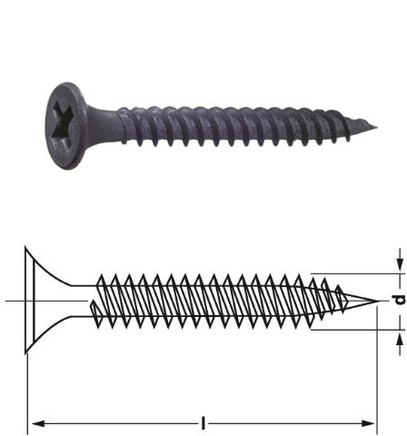 Dresselhaus 0/6534/091/4,2/65/ /01 Gipsplattenschrauben mit Feingewinde Trompetenkopf-H , 4,2 x 65, phosphatiert, 500 Stück