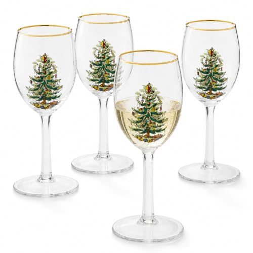 Spode Weihnachtsbaum-Weinkelche mit Goldrand, 4er-Set (Christmas Tree,4 Count (Pack of 1))