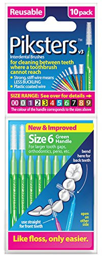 Piksters Interdentalbürsten Größe 6, grün, 0,80 mm, 2er Pack (2 x 10 Stück)