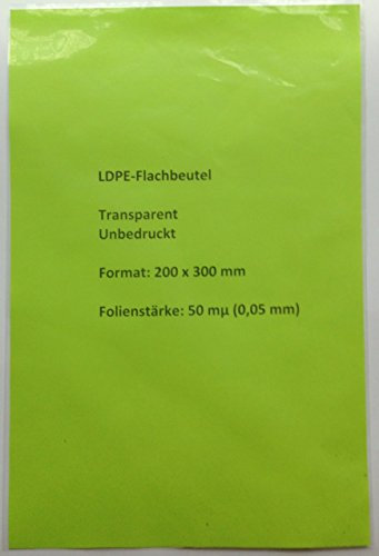 500 Stk. Flachbeutel LDPE 200 x 300 mm 50 mµ (0,05 mm) transparent
