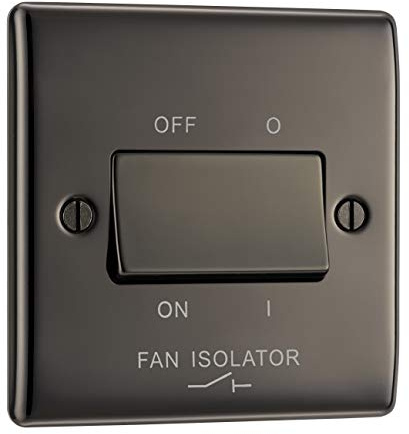 BG Electrical 3-Pole Fan Isolator Switch, Black Nickel, 2-Way, 10AX