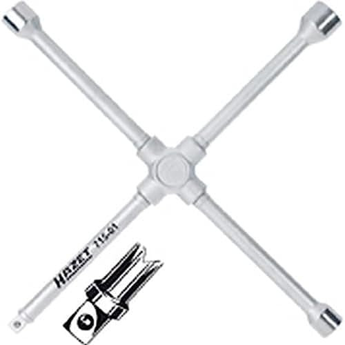 HAZET 715-01 Kreuzschlüssel, 17 x 19 x 22 x 1/2-Vierkant, längere Ausführung