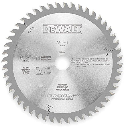 DEWALT Tracksaw Blade, Ultra Fine Finishing, 48-Tooth, 6-1/2-Inch (DW5258), Silver