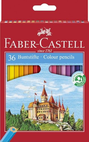 Faber-Castell 120136 - Farbstifte Castle, 36 Stifte im Etui und 1 Spitzer
