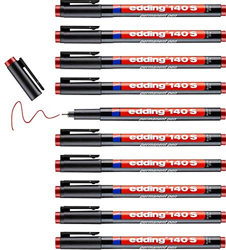 edding 140 S Permanenter Folienschreiber - braun - 10 Stifte - Rundspitze 0,3 mm - Stift zum Schreiben auf Glas, Kunststoff, Folien und glatten Oberflächen - schnelltrocknend, wisch- und wasserfest