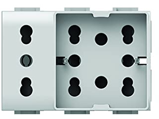 4box - Presa da Incasso Side XL Compatibile con Vimar® Plana™. 4 Prese in 1: permette di collegare una spina schuko e una spina 10/16A o tre spine 10/16A. Colore Bianco