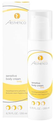 AESTHETICO sensitive body cream, 200 ml | Parfumfreie Körperpflege für trockene Haut, stärkt die Hautbarriere, beruhigt und schützt vor Feuchtigkeitsverlust