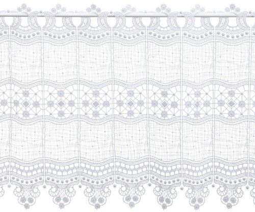 Plauener Spitze by Modespitze, Store Bistro Gardine Scheibengardine mit Stangendurchzug, hochwertige Stickerei, Höhe 45 cm, Breite 112 cm, Weiß