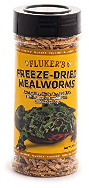 Fluker's Freeze Dried Insects, Nutrient, Packed Mealworms, Ideal for Lizards, Reptiles, Birds, Fish, Hedgehogs, 1.7 oz