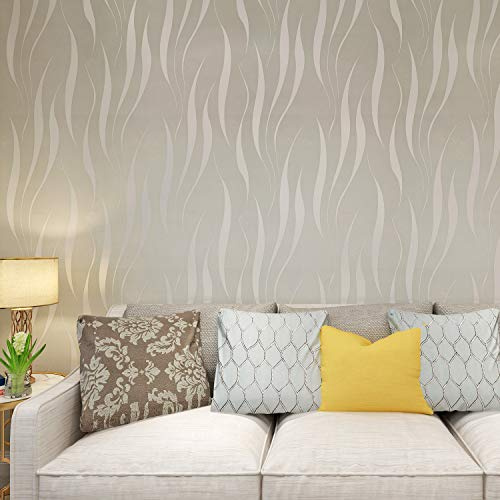 HANMERO Papier Peint Moderne Intissé Motif avec Rayures 3D Flocage pour Chambre Salon Bureau-0.53m*10m-7Couleurs au Choix
