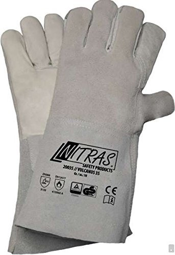 24 Paar NITRAS 20035 Vulcanus 35 WELDER Schweisserhandschuhe Spaltstulpe / Aus weichem Voll- und Spaltleder / Schweißerhandschuhe Schweißer Handschuhe Rindspaltleder weich