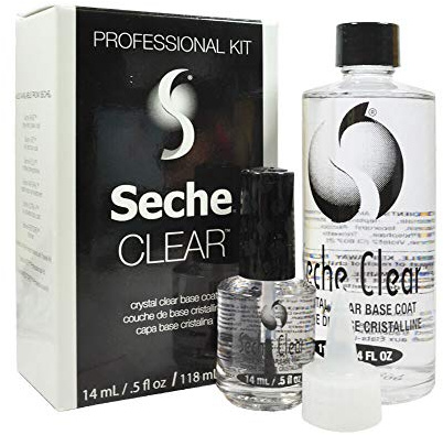 Seche Clear Professional Kit, Crystal Clear Base Coat for Nail Polish, 4 oz & 0.5 oz Refill