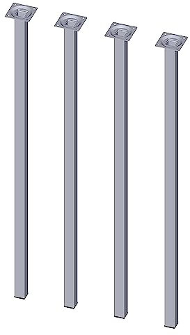 Element System 18133-00362 Möbelfuß eckig – Vierkant-Metallfuß, ideal als Tischbein für die Gestaltung individueller Möbelstücke, Chrom, 25 x 25 mm, Länge 800 mm, 4 Stück