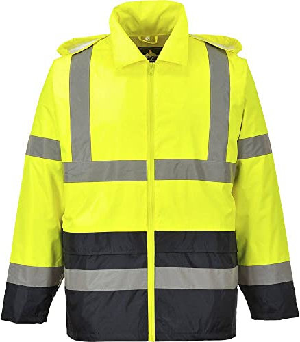 Portwest Klassische Kontrast Warnschutz-Regenjacke, Größe: 5XL, Farbe: Gelb/Schwarz, H443YBR5XL